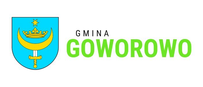 Herb Gminy Goworowo przedstawiający niebieską tarczę z złotym półksiężycem.