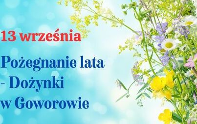 Grafika przedstawia kolorowy bukiet polnych kwiatów, m.in. białych margaretek, żółtych kwiatów i fioletowych drobnych roślin, umieszczony na tle w odcieniach jasnego błękitu z delikatnym efektem rozmycia. Po lewej stronie widnieje tekst informujący o wyda