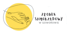 Logo przedstawia minimalistyczny rysunek dw&oacute;ch dłoni &ndash; większej i mniejszej &ndash; dotykających się palcami na tle ż&oacute;łtego koła. Po prawej stronie znajduje się napis &bdquo;Żłobek Samorządowy w Goworowie&rdquo;. Grafika symbolizuje opiekę, bliskość i bezpieczeństwo.
