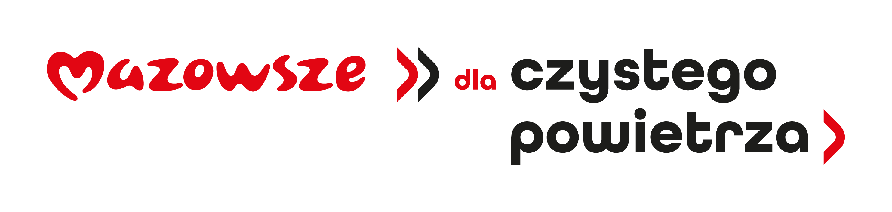 Logo kampanii &bdquo;Mazowsze dla czystego powietrza&rdquo; przedstawia czerwony, zaokrąglony napis &bdquo;Mazowsze&rdquo; oraz&nbsp;czarny napis &bdquo;dla czystego powietrza&rdquo; zapisane prostą, czytelną czcionką; między wyrazami umieszczono czerwone, strzałkowate symbole skierowane w&nbsp;prawo, kt&oacute;re sugerują ruch, postęp i&nbsp;zaangażowanie regionu Mazowsza w&nbsp;działania na&nbsp;rzecz poprawy jakości powietrza.